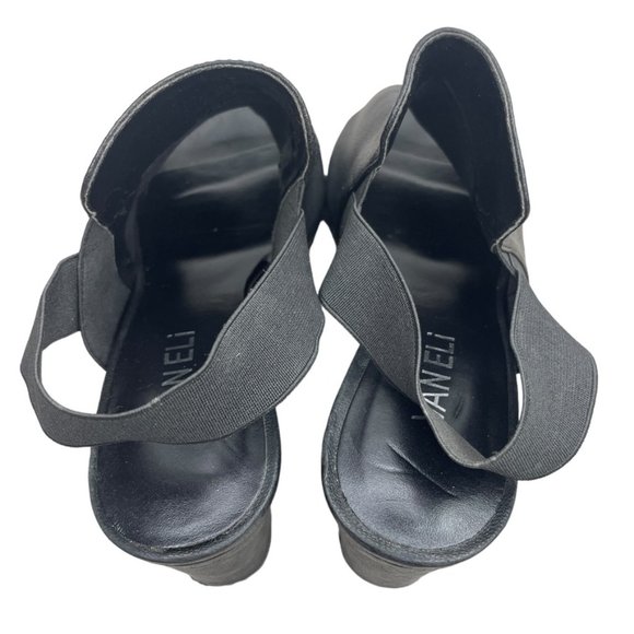 Van Eli Black Leather Open Toe Block Heel Elastic Slingback Sandals Size 8M - Picture 5 of 9
